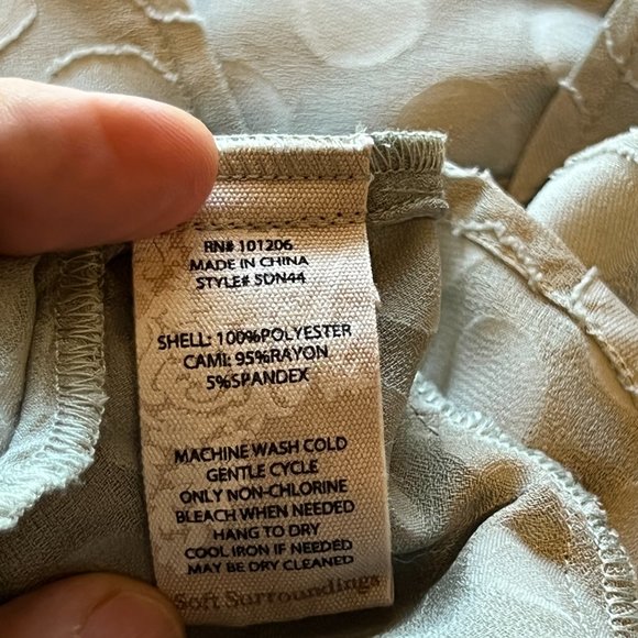 Soft Surroundings Sage Green Popover Tunic Circle Pattern Ruffle Hemline size XL - Picture 12 of 12